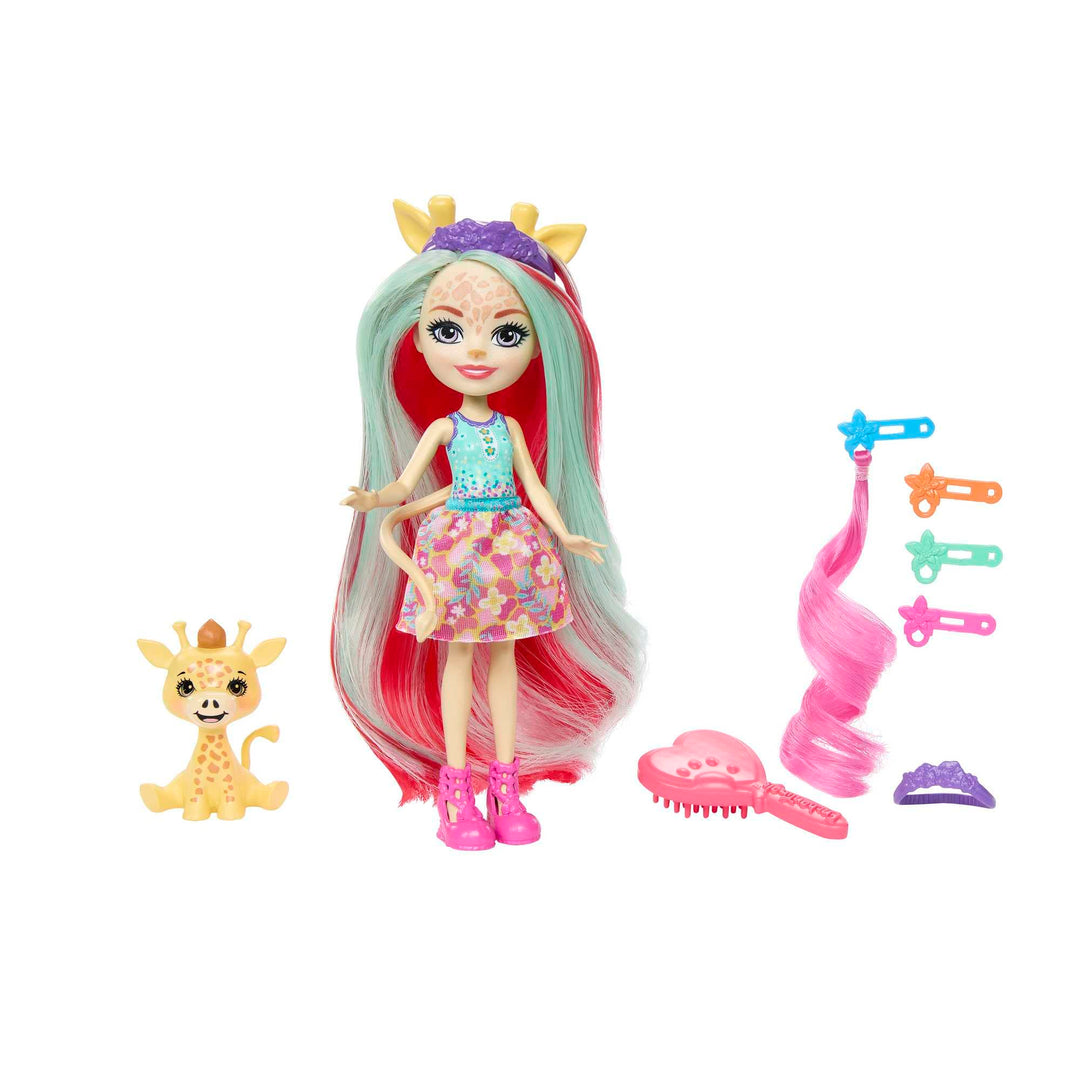 Enchantimals Deluxe Hair - Puppen Set mit Zemirah Zebra, Gillian Giraffe und Charisse Cheetah, 5 Haa