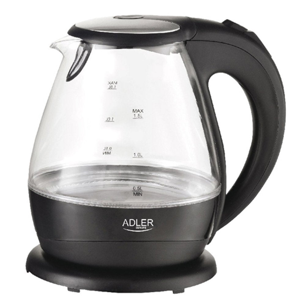 Adler AD 1224 Wasserkocher 1,5 L, schwarz/transparent