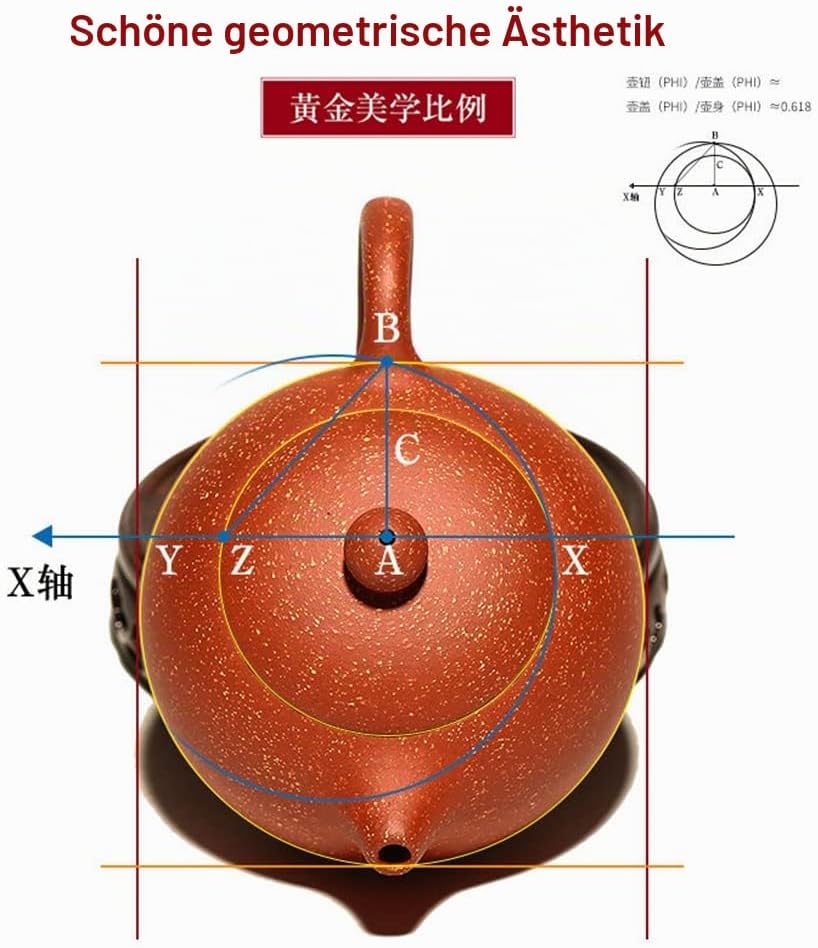 Teekanne, 200 ml, chinesischer Yixing Xishi ZinI Ton-Töpfe, Ballfilter-Ei für losen Tee (9-Loch-Filt