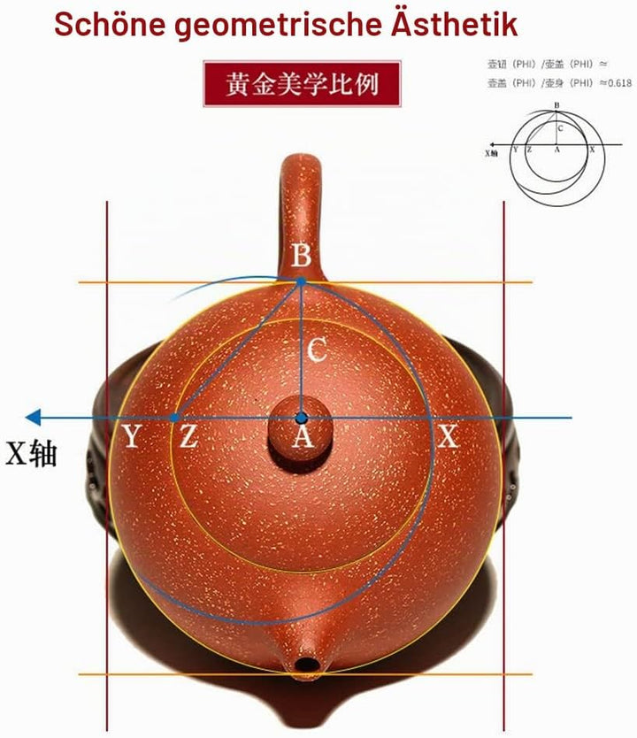 Teekanne, 200 ml, chinesischer Yixing Xishi ZinI Ton-Töpfe, Ballfilter-Ei für losen Tee (9-Loch-Filt