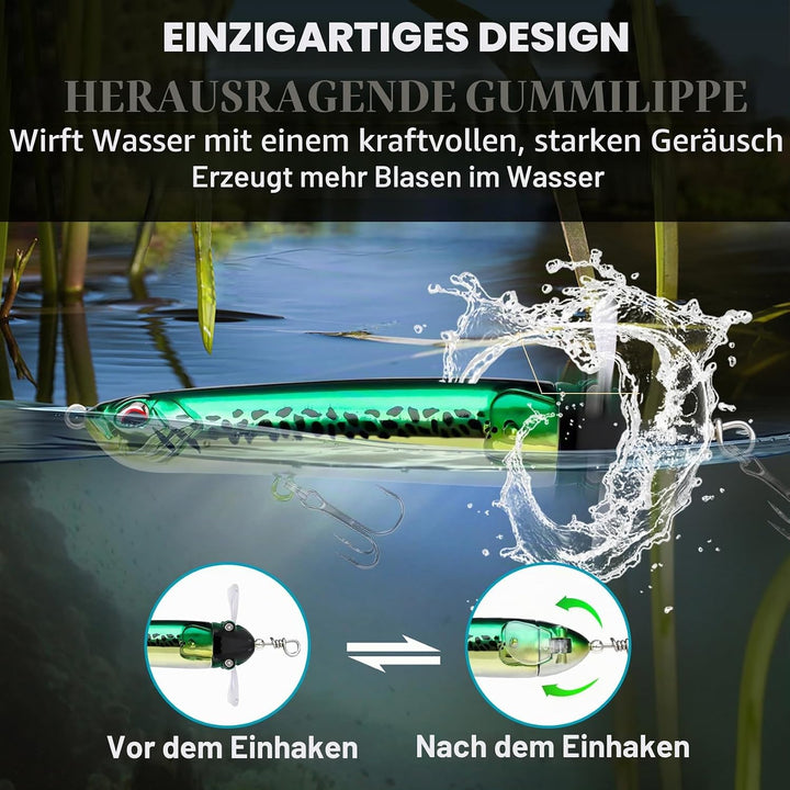 TRUSCEND Top Water Angelköder, Whopper Angelköder für Süsswasser oder Salzwasser, schwimmende Köder