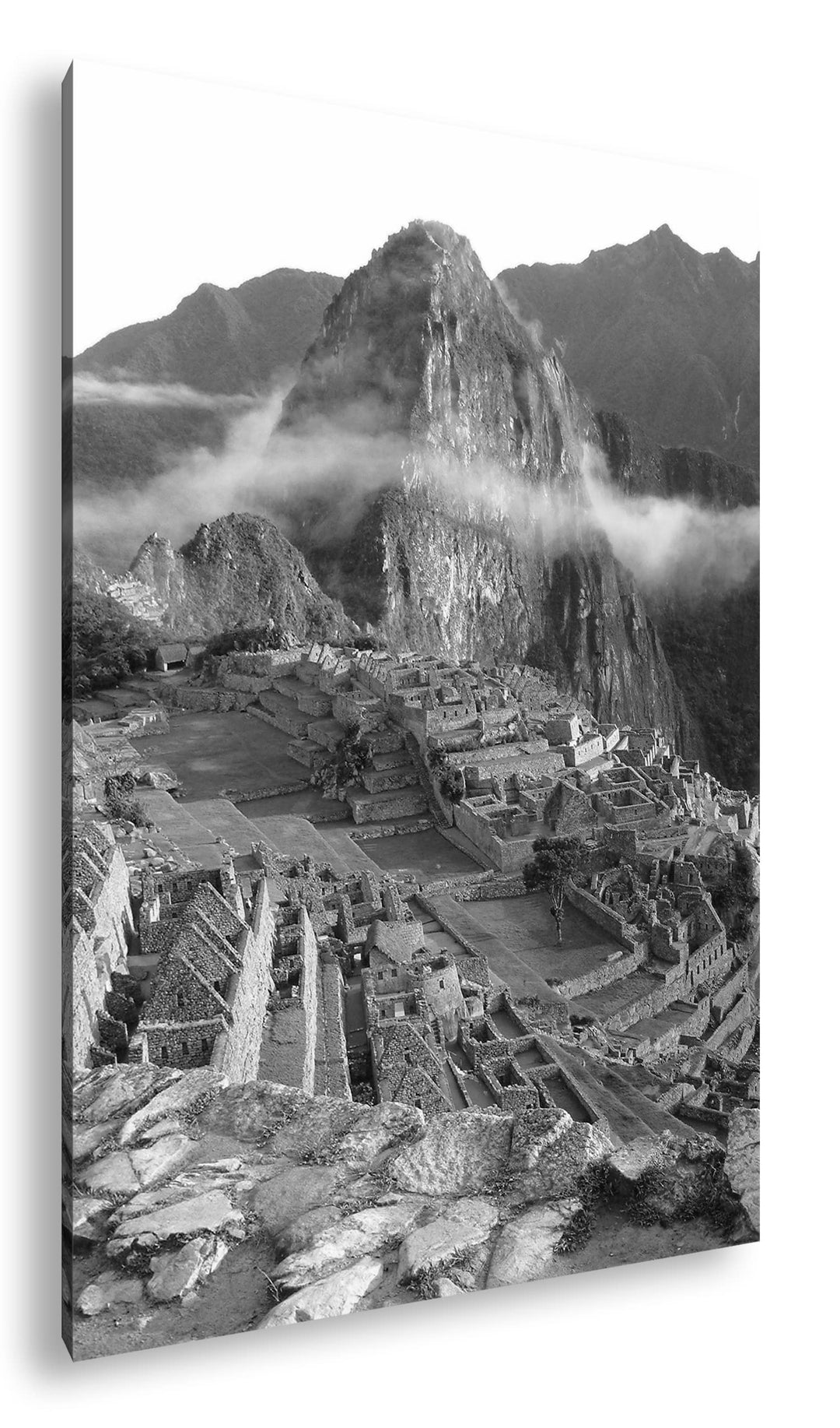 deyoli Machu Picchu Inka Stadt Format: 80x60 Effekt: Schwarz&amp;Weiss als Leinwandbild, Motiv fertig ge