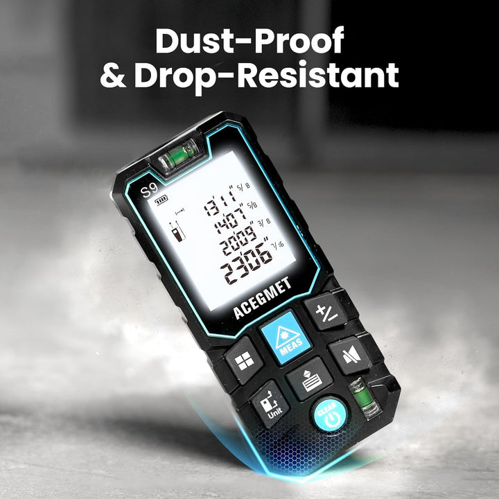 ACEGMET Laser-Entfernungsmesser Smartphone-App,Reichweite, 2 Wasserwaagen, Bluetooth,LCD-Display mit