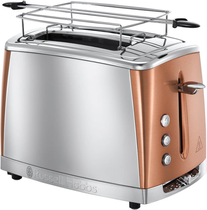 Russell Hobbs Toaster [für 2 Scheiben] Luna Edelstahl Kupfer (extra breite Toastschlitze, inkl. Bröt