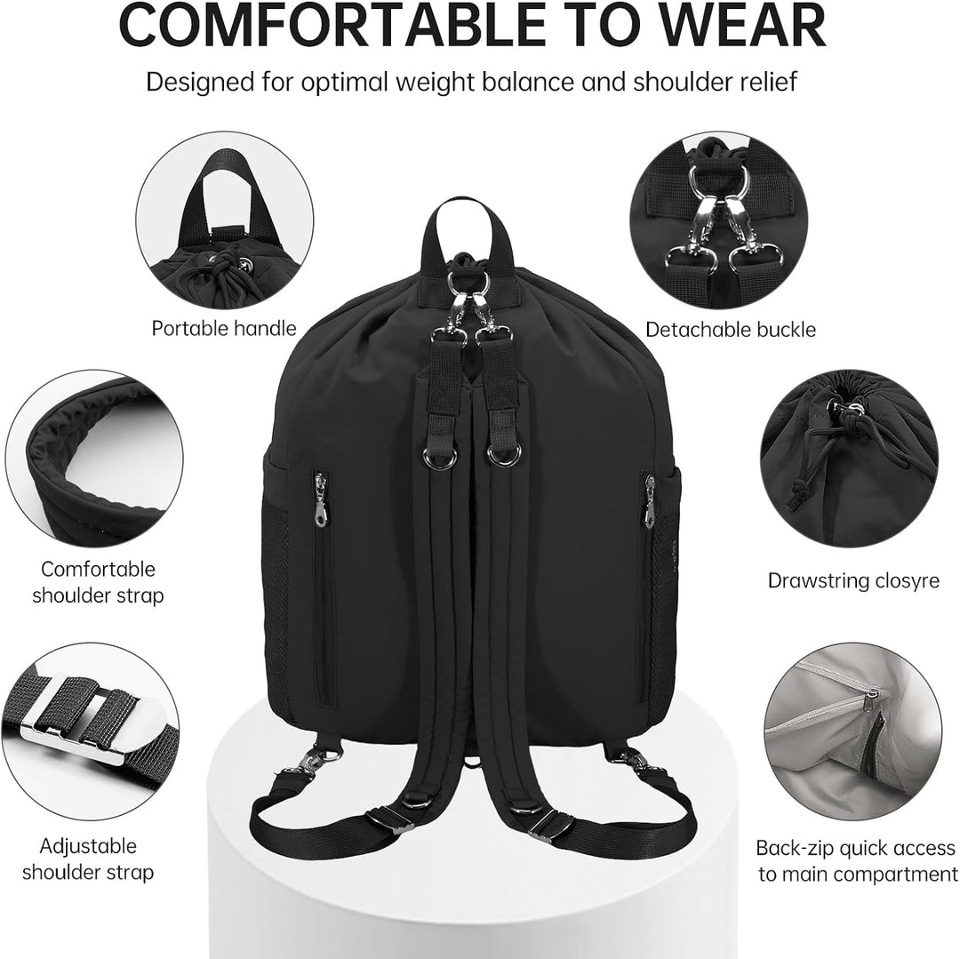 Gross Turnbeutel Kordelzug, Wasserdicht Nylon Sportbeutel Gym Bag, Sportrucksack Mit Innentasche/Aus