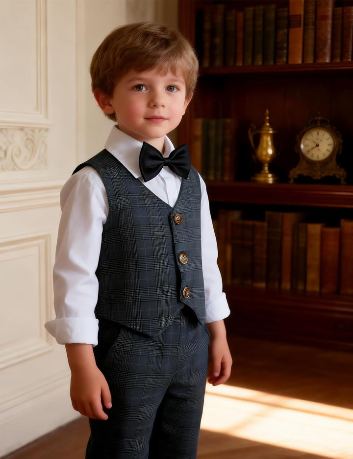 mintgreen Baby Anzug Junge, 3 Stück Gestreift Outfit Hochzeit Gentleman Kleiderset Lange Ärmel Hemd