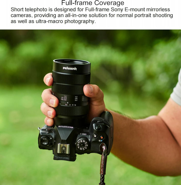 PERGEAR 60mm F2.8 II Ultra-Makro-Objektiv mit 2-facher Vergrösserung, kompatibel mit Sony E-Mount-Ka