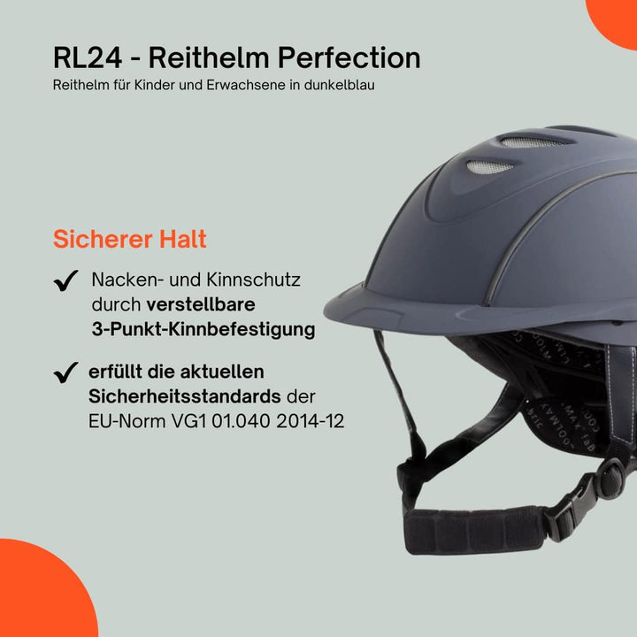 RL24 - Reithelm Perfection | atmungsaktiv & grössenverstellbar | Reitkappe mit waschbarem Innenfutte