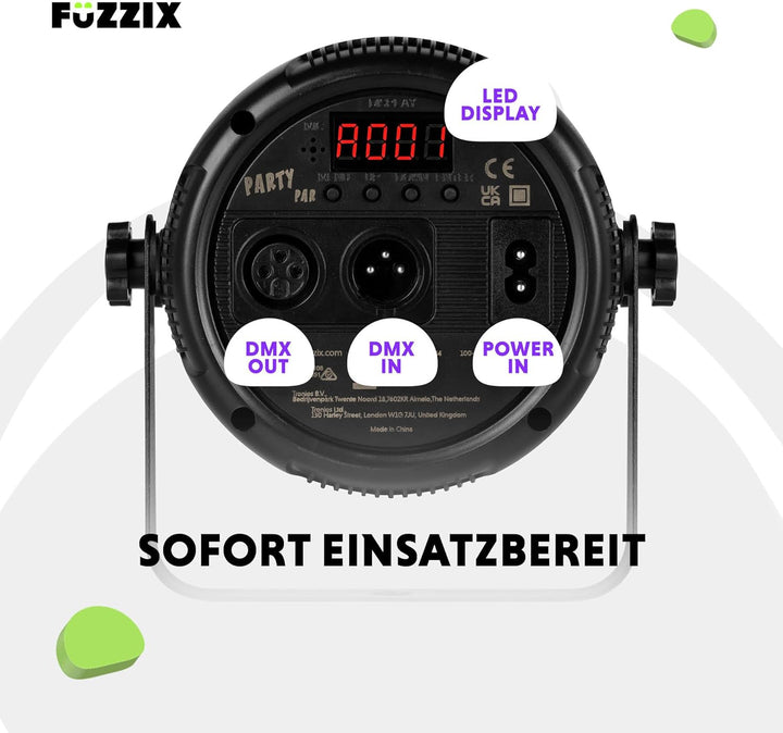 Fuzzix PLF20 - LED Par Strahler, 2er Set - 4x 12 Watt LEDs - Discolicht Partylicht, RGB Strahler mit