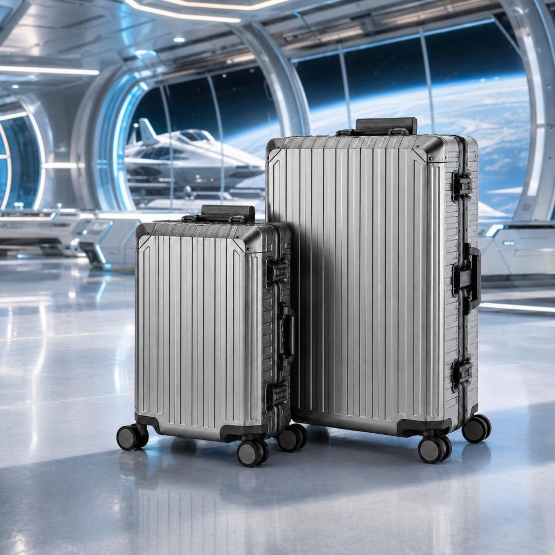 Travelhouse 100% Aluminium Koffer Reisegepäck Tokyo, mit TSA und 4 Rollen, Vol. S-41.5L + XL-110L Gr