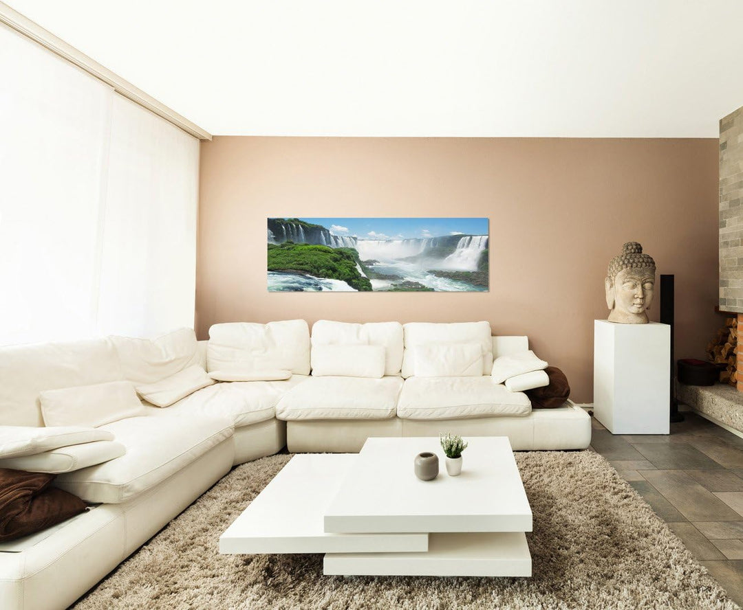 Paul Sinus Art Panoramabild auf Leinwand und Keilrahmen 150x50cm Südamerika Wasserfälle Himmel Natur