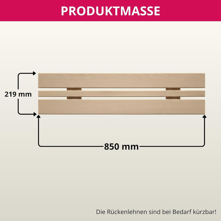 Suleno Sauna Rückenlehnen Set LARVIK, Naturbelassenes Hemlock-Holz, 85 x 21,9 cm, Ast-, harz- & spli