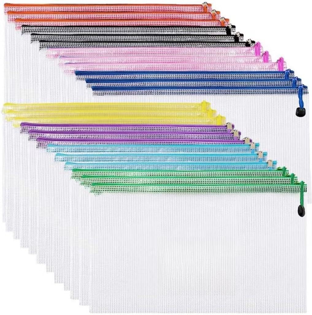 A5 Kunststoffhüllen mit Reissverschluss, A5, Reissverschlussbeutel, 24 Packungen (8 Farben) A5, 24 S