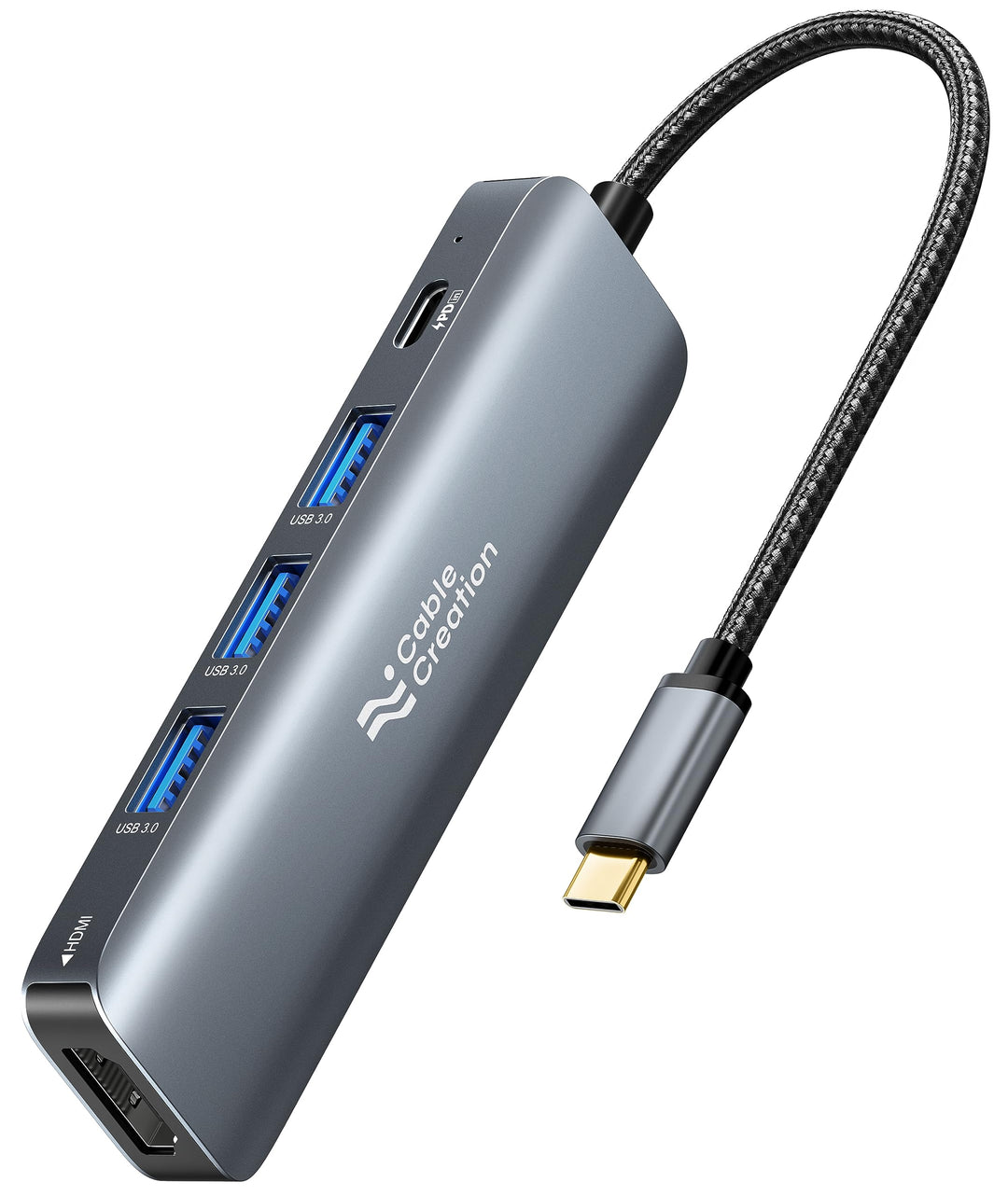 USB C Hub, CableCreation 5-in-1 USB C auf HDMI Multiport Adapter, 100W PD, 3 USB 3.0 Ports für MacBo