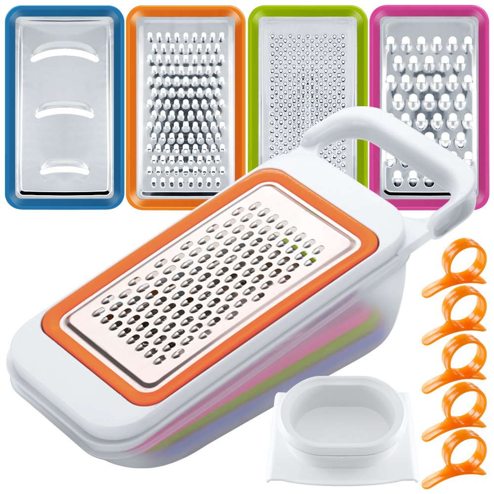 Obst Gemüse Schneidemaschinen Set mit Orangen Peelern, FineGood 4 Packs MultifunktionsSpiralizer Dic