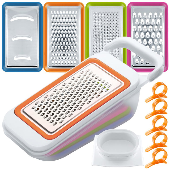 Obst Gemüse Schneidemaschinen Set mit Orangen Peelern, FineGood 4 Packs MultifunktionsSpiralizer Dic
