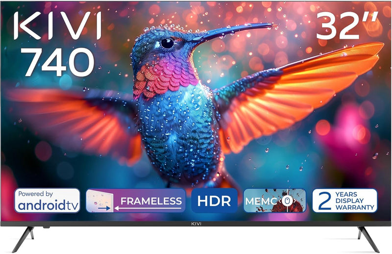 KIVI 32H740NB Smart TV Rahmenlos – Fernseher 32 Zoll HD, Smart TV, MVA Panel, HDR, Android 11, WLAN,