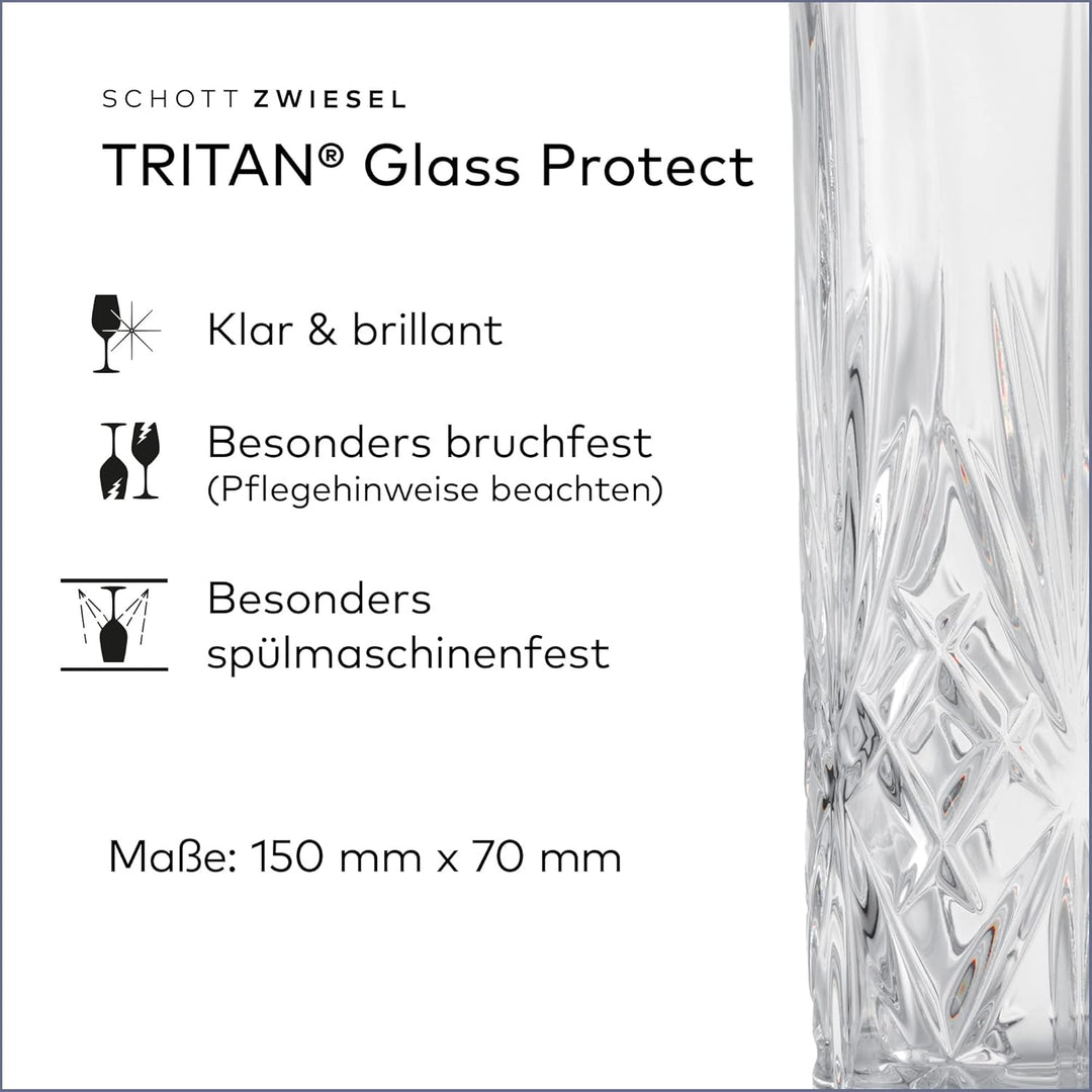 SCHOTT ZWIESEL Longdrinkglas Show (6er-Set), anmutiges Trinkglas für Longdrinks mit Relieff, spülmas