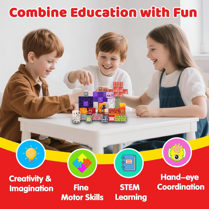 Magnetische Bausteine, 100 Teile STEM Spielzeug ab 3 Jahre, Magnetspielzeug Montessori Konstruktions