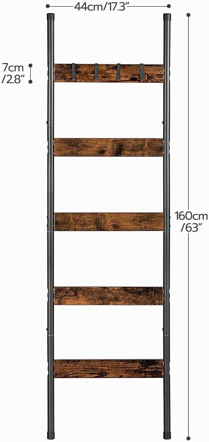 HOOBRO Handtuchleiter, 5-stöckiger Leiterhalter mit 4 Haken, Deckenhalter, Steppdeckenhalter, Wandre