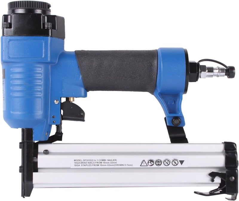 WELDINGER 2-in-1 Druckluft Klammergerät (Tackernadeln bis 25 mm Nägel bis 32 mm) Tacker (150 l/min),