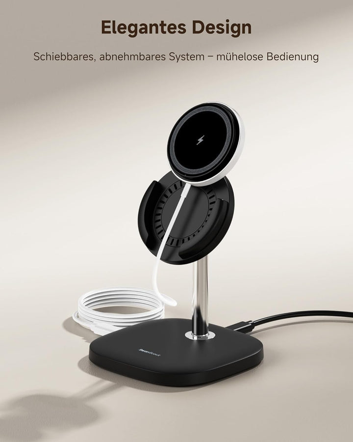 SwanScout Magnetisches Induktive Ladegerät für iPhone 17/Air/16/15/14/13/12, Ladeständer Ladestation