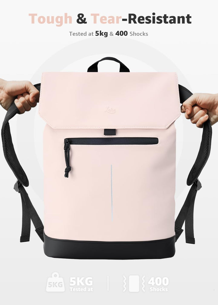 Rucksack Damen & Herren, Mattleder Tagesrucksack mit 15,6" Laptopfach, Eleganter City und Business B