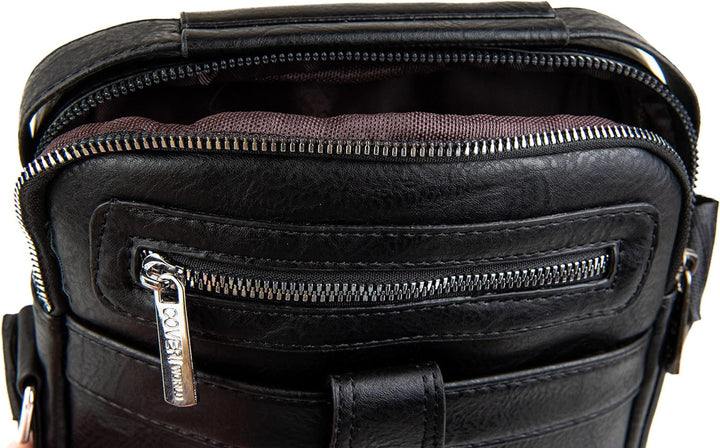 Coveri Umhängetasche aus Kunstleder für Herren, Arbeit, Büro, Freizeit, Handyhalter, Reissverschluss