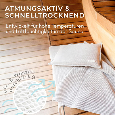 SAUNASOFA® Sauna-Set aus Bio-Baumwolle | Hitzebeständig & waschbar | Made in EU | 1 Sauna-Kissen 40x