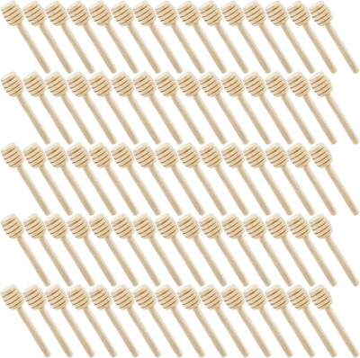Lawei 100 Stück Honiglöffel Holz Honig Dipper Löffel Mini Holzschläger für Honig Marmelade - 7,5 cm,