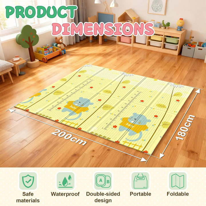 Soontrans Krabbelmatte Baby, Spielmatte Baby Faltbar, 200x180x1cm, Play Mat for Babies Doppelseitige