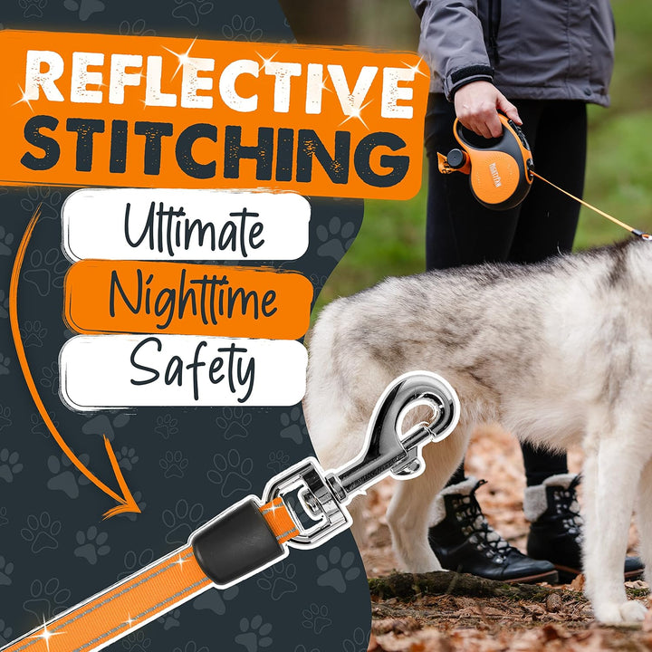 Mighty Paw Einziehbare Leine mit integriertem Kotbeutelhalter, 40,6 cm Lange, einziehbare Hundeleine