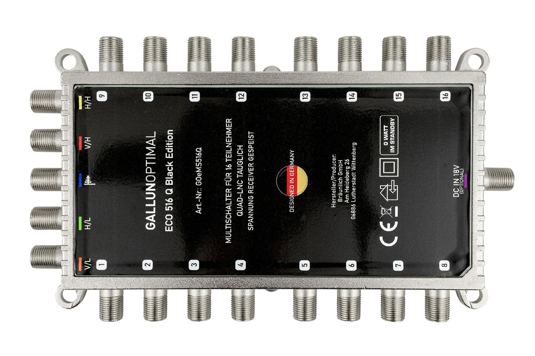 ECO Multischalter-SAT 5/16 für 16 Teilnehmer/Quattro & Quad-LNB fähig/Digital, HDTV, FullHD, 4K, UHD