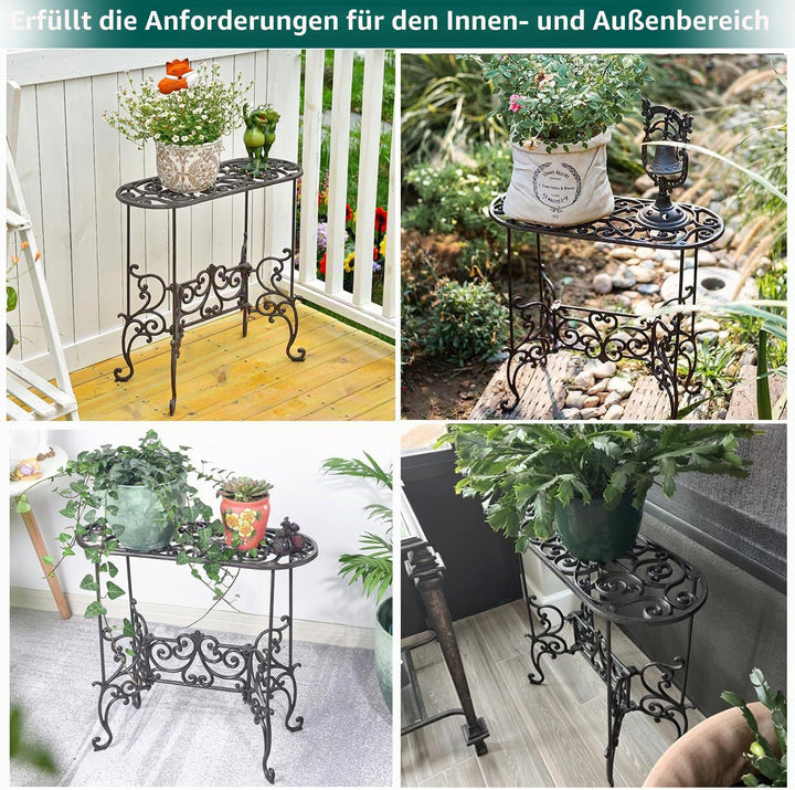 Sungmor Topfpflanzenständer aus Gusseisen, robust, 56cm Metallständer, 1 Ebene, dekorativer und Vint