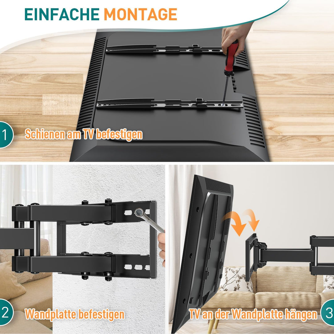 ELIVED Schwenkbare TV Wandhalterung für 26-65 Zoll Flach&Curved Fernseher oder Monitor bis zu 40kg,