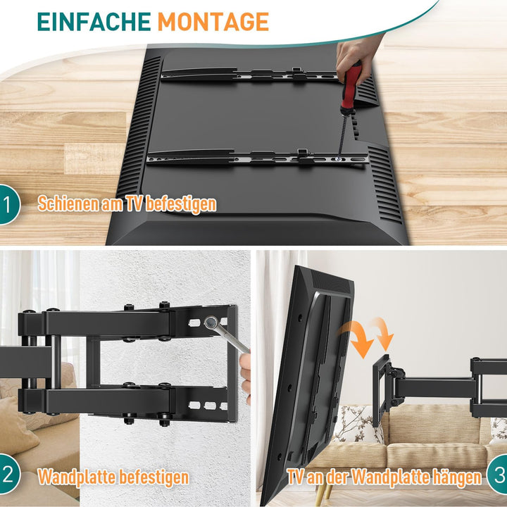 ELIVED Schwenkbare TV Wandhalterung für 26-65 Zoll Flach&Curved Fernseher oder Monitor bis zu 40kg,