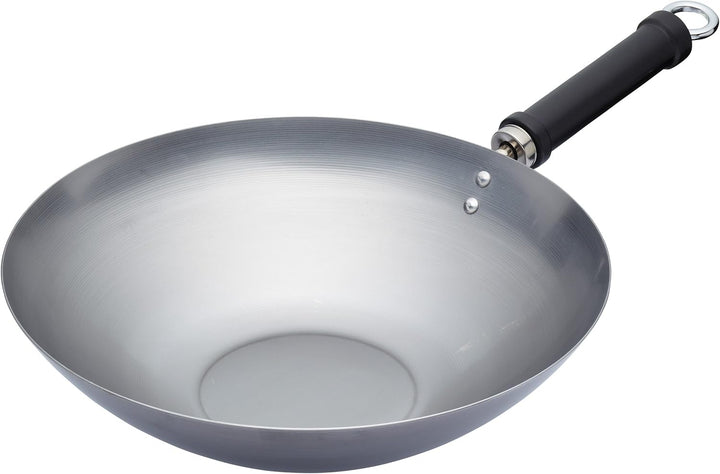KitchenCraft World of Flavours Unbeschichteter Wok für Induktionsherd, Chinesisches Design, 30 cm, S