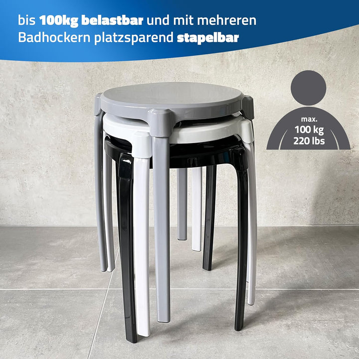 RIDDER – Bad-Hocker Max Ø 30x46,5cm, schwarz, PP/Stahl | Stabiler Duschhocker mit rutschfesten Füsse