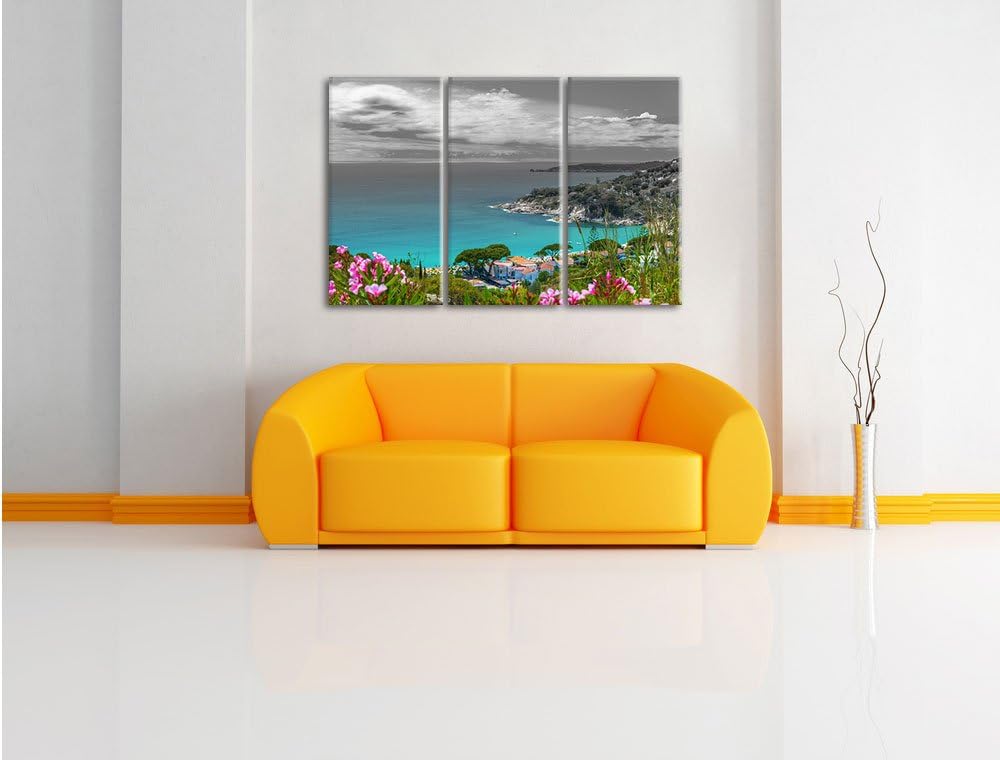 Pixxprint Panorama an der Toskana / 3-Teilig/Gesamtmass 120cm Leinwandbild bespannt auf Holzrahmen/W