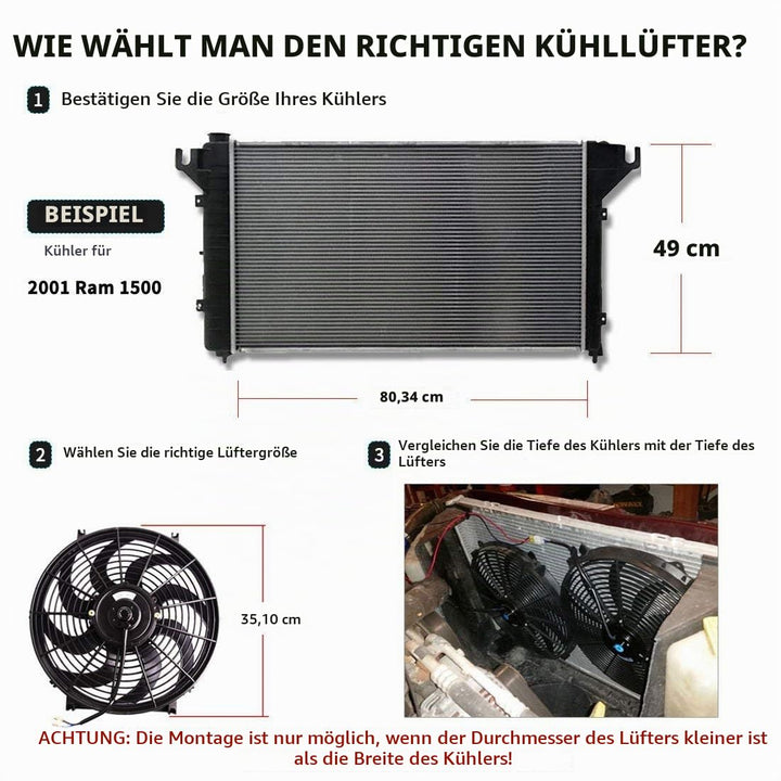Jtron Universal Elektro Kühlerlüfter Slim Fan Push Pull Motorblatt FAN 12 V 80 Watt Montagesatz (10