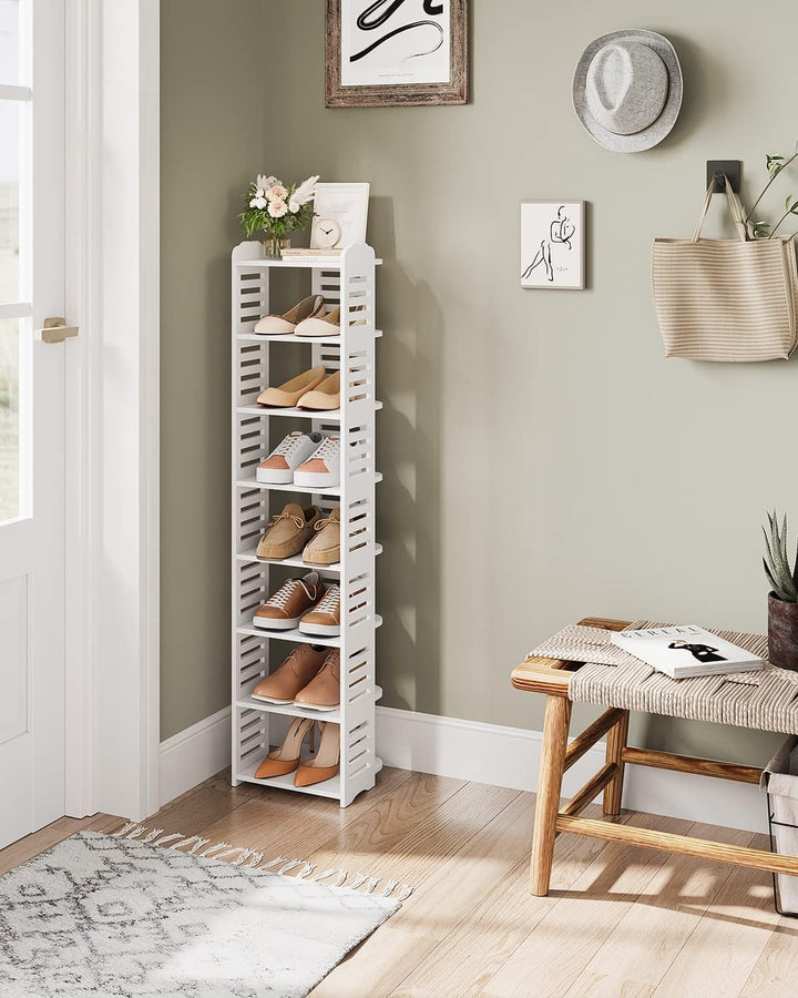 Dripex Schuhregal Schmal Weiss, Verstellbarer, Multifunktional, Standregal Schuhständer für Flur Ein