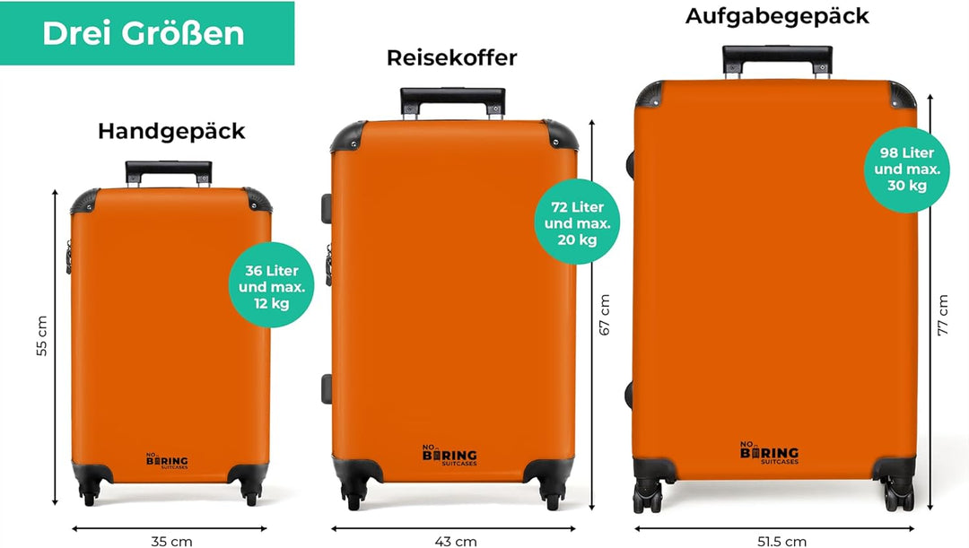 NoBoringSuitcases.com® Koffer XL Gross 77x51.5x28 cm Hartschale Reisekoffer 4 Rollen Leicht Koffer T