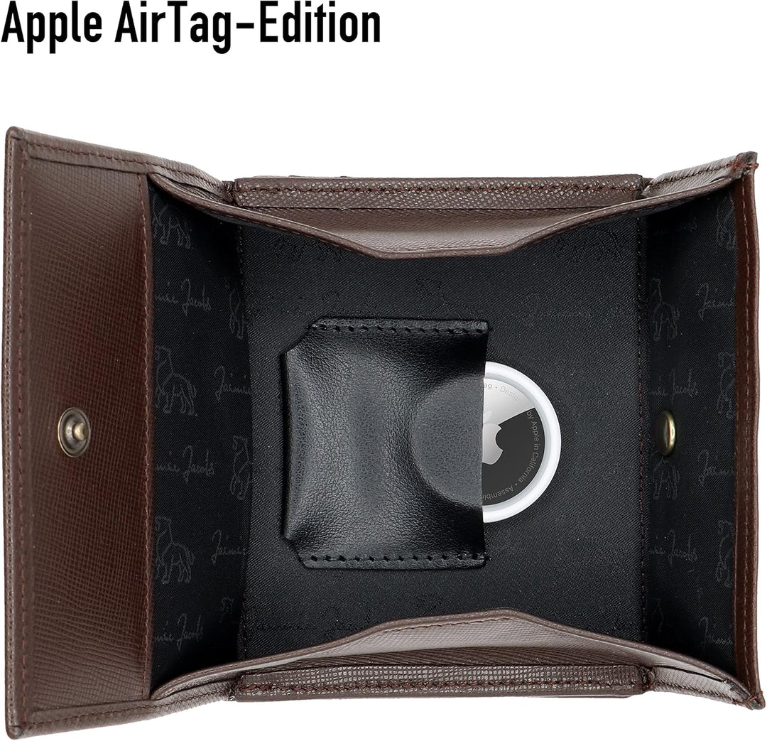 Jaimie Jacobs Flap Boy AirTag Edition Magic Wallet mit Münzfach Echtleder (Saffiano Braun), Saffiano