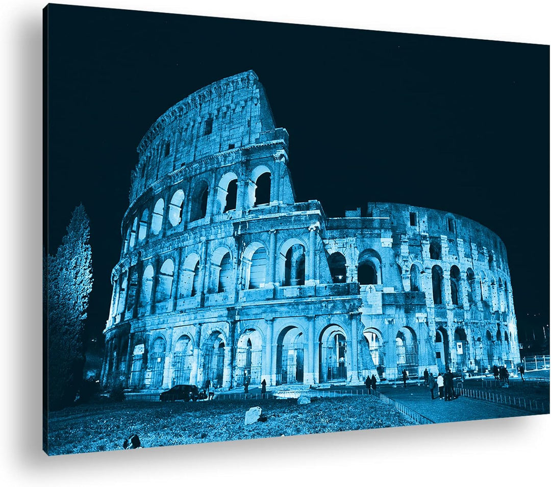 deyoli Kolosseum in Rom Format: 100x70 Effekt: Monocrome Blau als Leinwand, Motiv fertig gerahmt auf