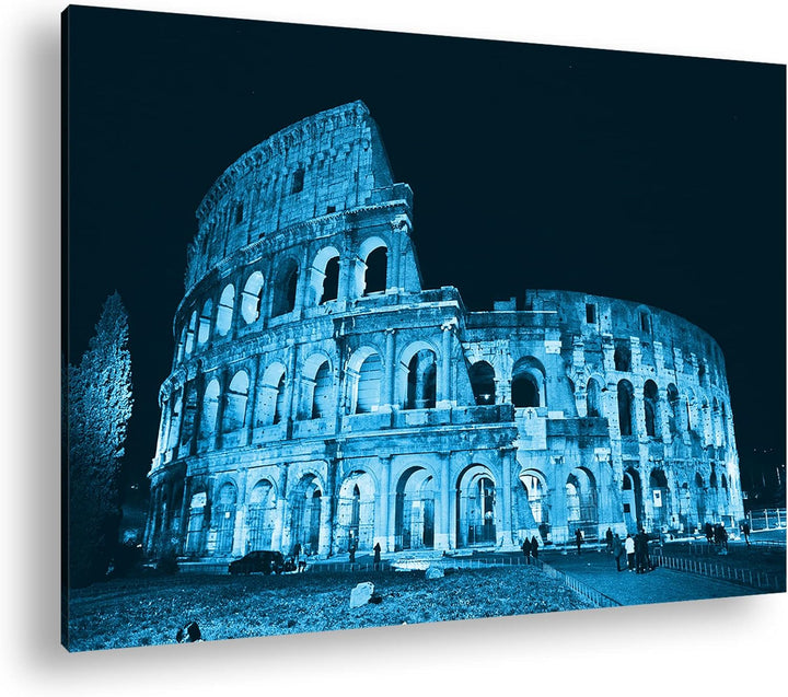 deyoli Kolosseum in Rom Format: 100x70 Effekt: Monocrome Blau als Leinwand, Motiv fertig gerahmt auf