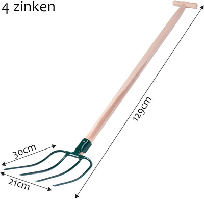 KADAX Heugabel, Forke, Spatengabel, Grabegabel, Mistgabel, Gabel für Garten, Drahtgabel mit Holzstie