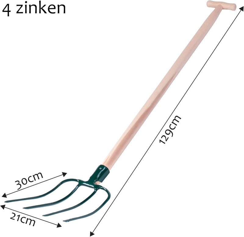 KADAX Heugabel, Forke, Spatengabel, Grabegabel, Mistgabel, Gabel für Garten, Drahtgabel mit Holzstie