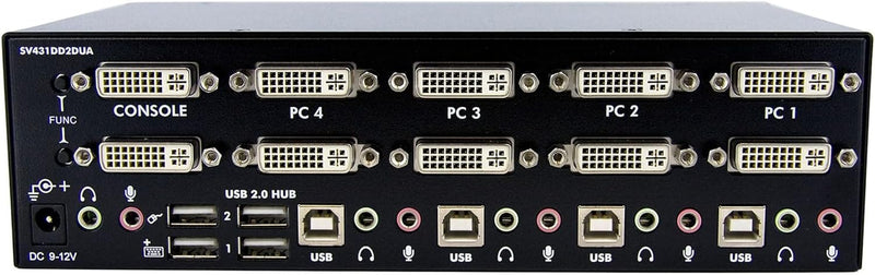 StarTech.com 4 Port Dual DVI USB KVM Switch/ Umschalter mit Audio und USB 2.0 Hub DVI - Dual Monitor