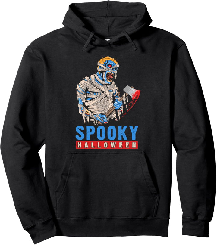 Halloween, Spooky Mummy Zombie with Axe Pullover Hoodie