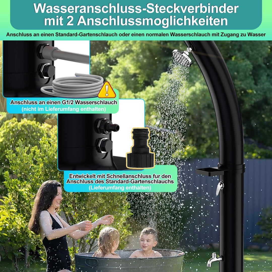 Randaco Solardusche Bogen Solar Gartendusche warmes Wasser Bis Zu 60°C Ohne Stromanschluss Pooldusch